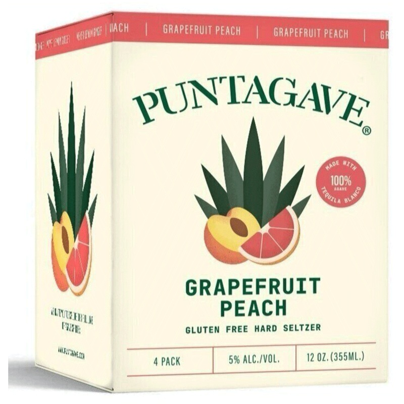 Puntagave Grapefruit Tequila Seltzer 4pack 12 Oz