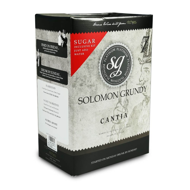 Solomon Grundy Platinum 30 Bottle 7 Day Red Wine Kit - Cantia