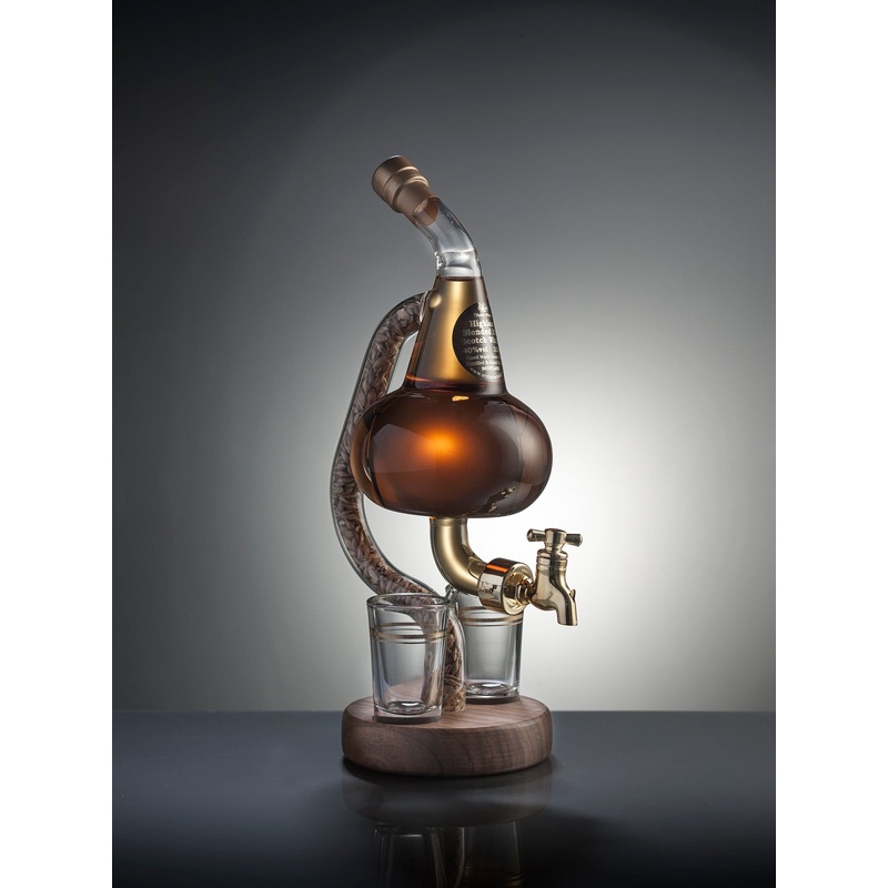 Pot Still Refillable Rum Decanter With Tap & 2 Glasses 35cl