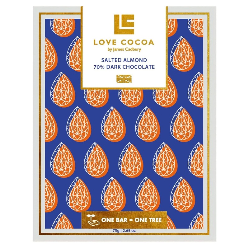 Love Cocoa Salted Almond Dark Chocolate Bar, 75 g