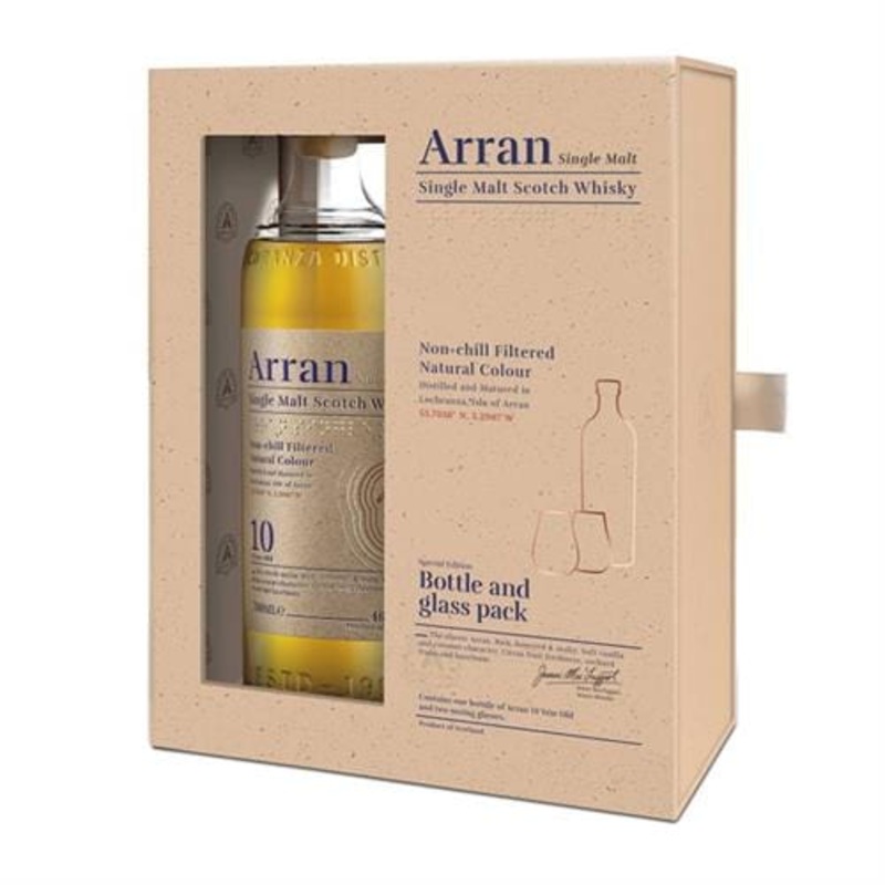 Arran 10 Year Old Single Malt Whisky Glass Pack 70cl