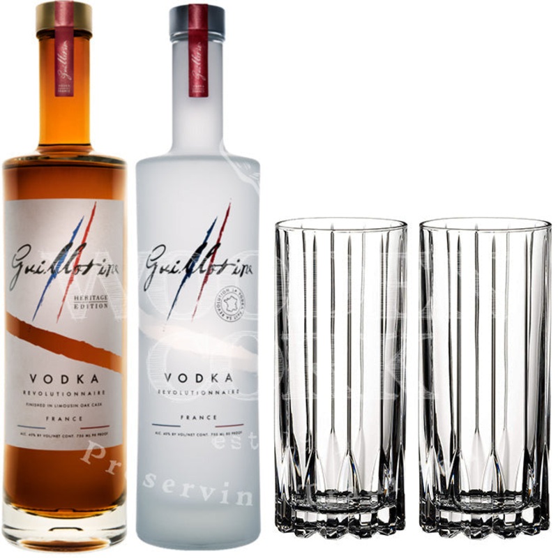 Guillotine Heritage & Originale Vodka with Glass Set Bundle