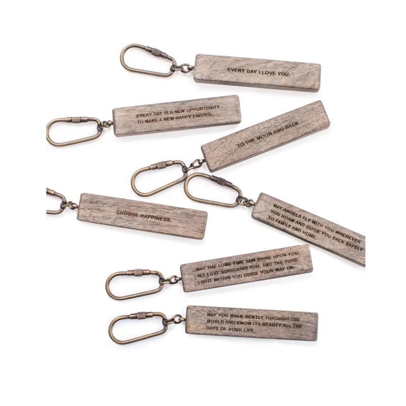 Assorted Wood Quote Key Chain SINGLE