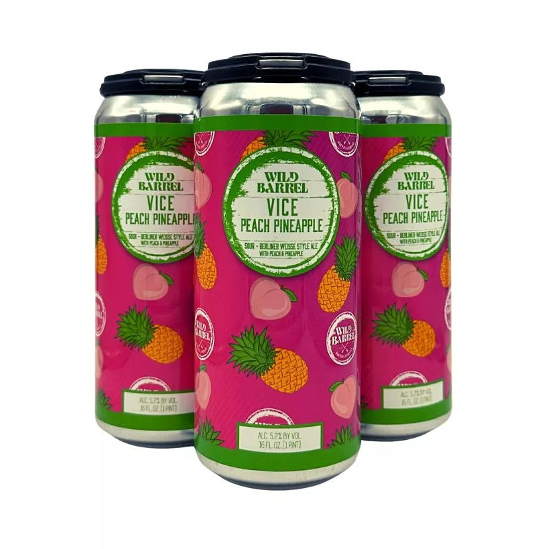 Wild Barrel Brewing Vice Peach Pineapple Sour Fruited Berliner Weisse 4-Pack