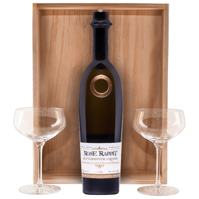 Rose Rabbit Butterscotch Liqueur & Martini Glass Set 70cl