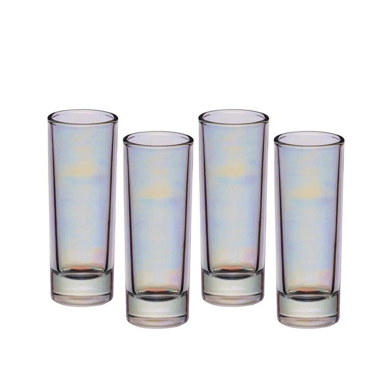 BarCraft Set of Four Tall Iridescent Shot Glasses
