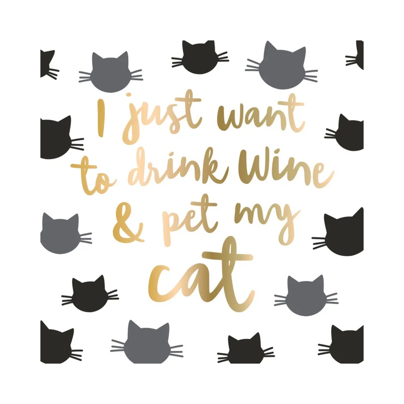 "Drink Wine, Pet My Cat" Cocktail Napkins 20 PACK