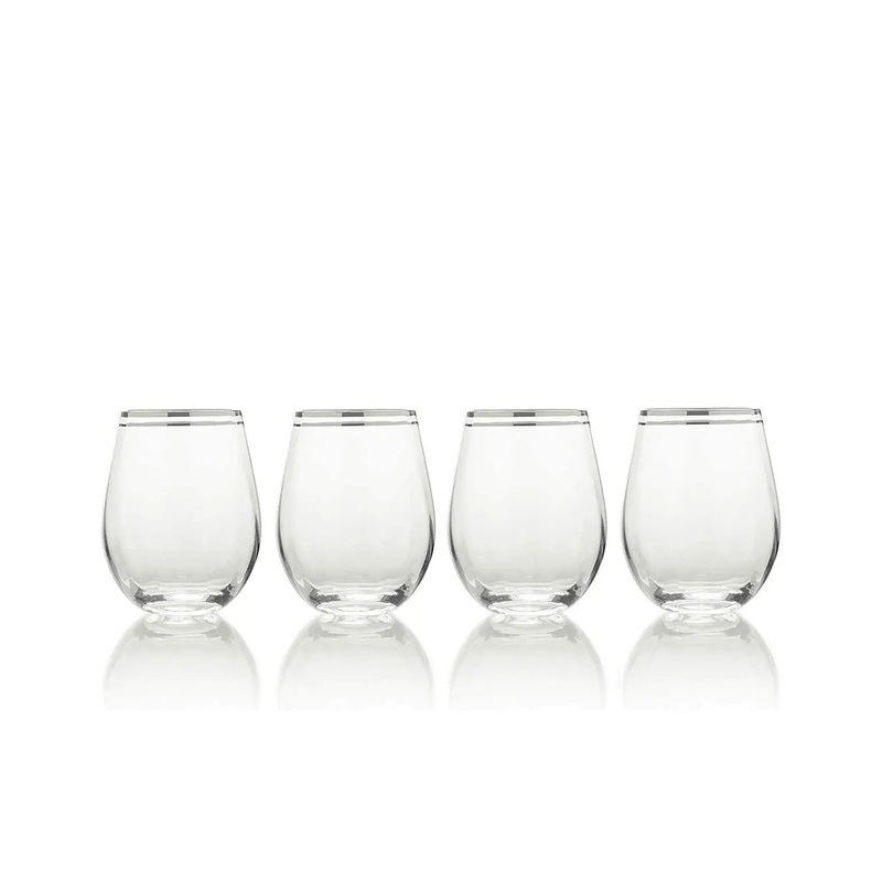 Mikasa Haley Platinum Pack Of 4 Stemless Wine Glasses