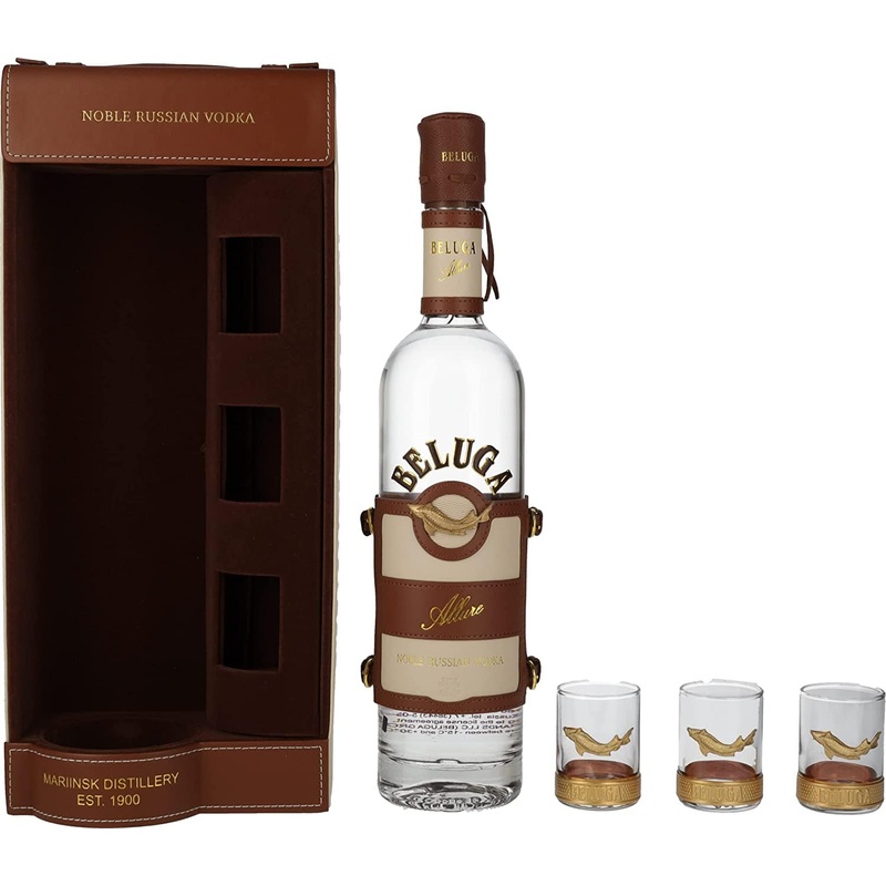 Beluga Noble Russian Vodka Allure Gift Pack With 3 Glasses 70cl