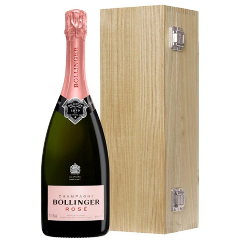 Bollinger Ros NV Champagne Bottle 75cl - Oak Gift Case 1 Bottle 75cl - gift box