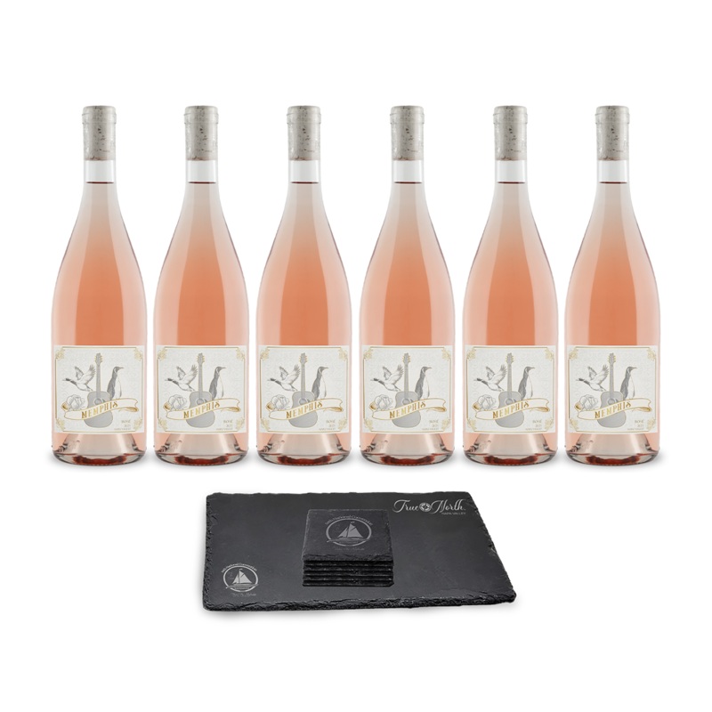 6-Bottle Memphis Ros w/6 Slate Coasters & Slate Board