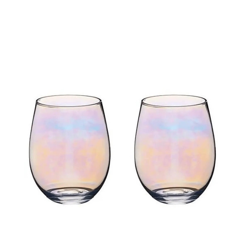 BarCraft Set of Two Iridescent Glass Tumblers