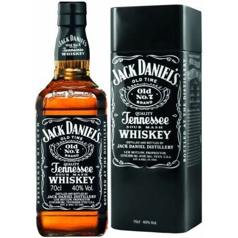 Jack Daniel's Old No.7 Tennessee Whiskey Black Metal Gift Tin 70cl