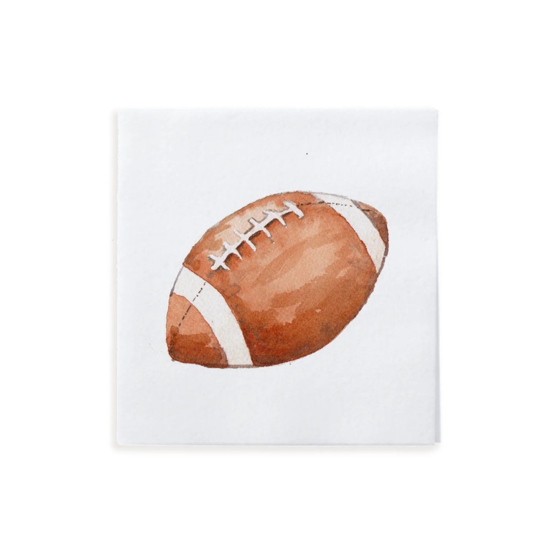 Watercolor Football Cocktail Napkins 18 PACK