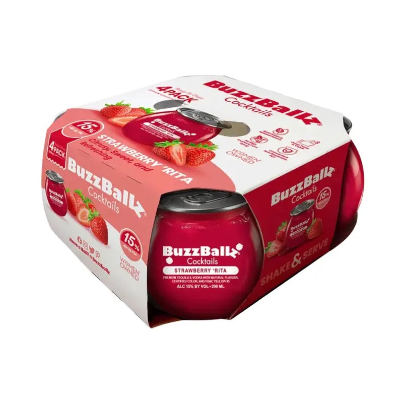 Buzzballz Strawberry 'RIta Pre-Mixed Cocktails 4-Pack