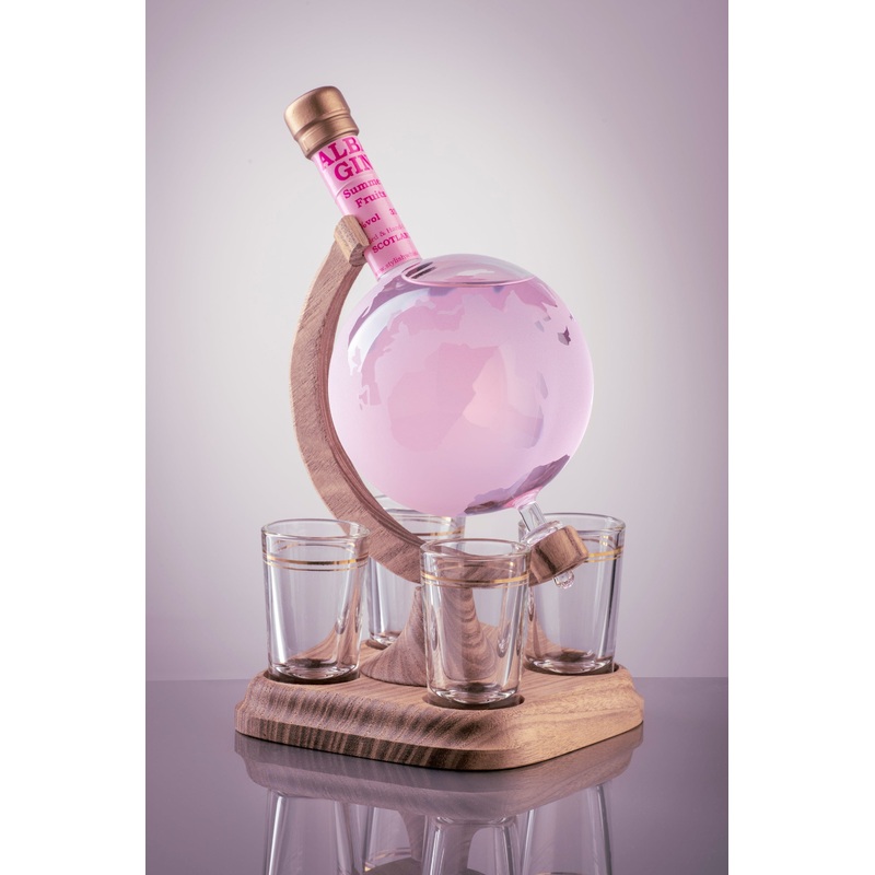 Frosted Glass Globe Refillable Gin Decanter & 4 Glasses 35cl