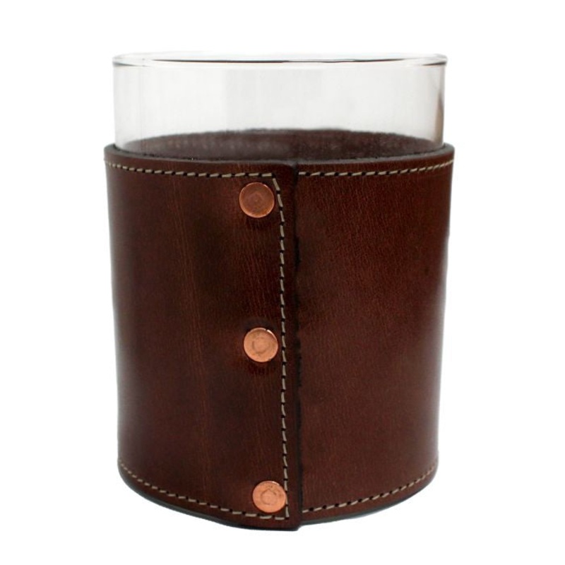 Genuine Leather Sleeve Rocks Glass SINGLE