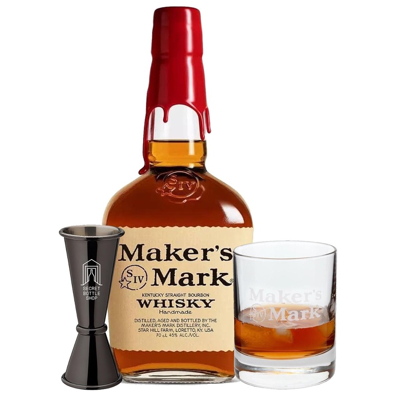Maker's Mark Bourbon With Whisky Glass & Jigger 70cl