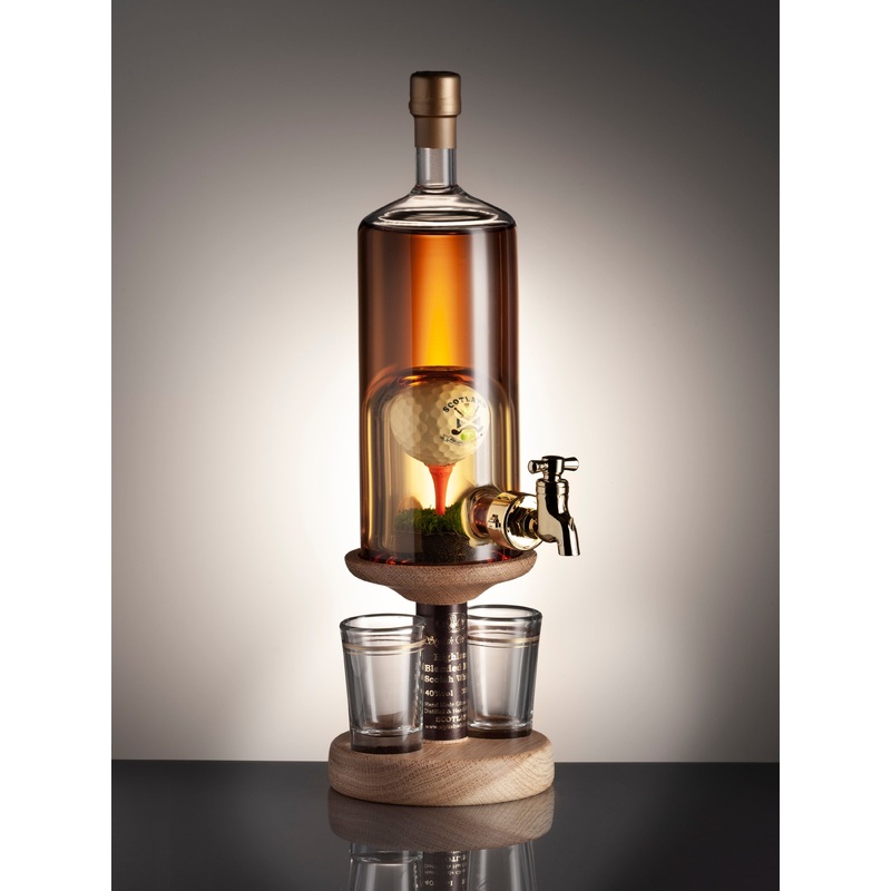 Golf Ball On Tee Refillable Rum Decanter & 2 Glasses 35cl