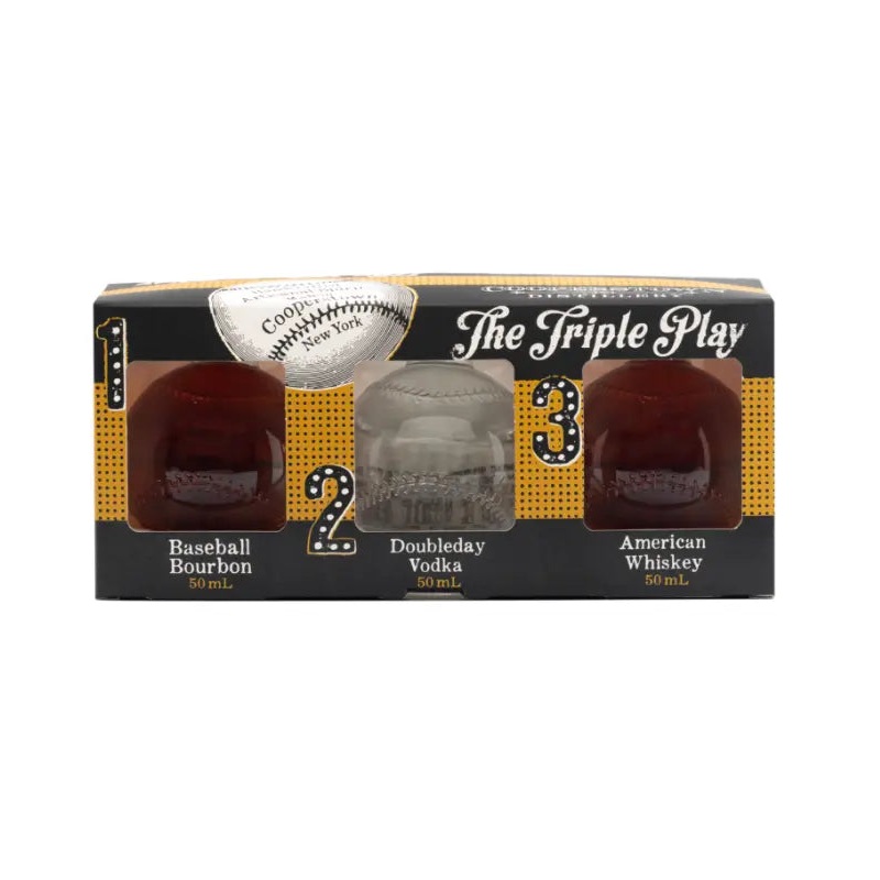 Cooperstown Distillery The Mini Triple Play Baseball Decanter Gift Set 3 - 50mL