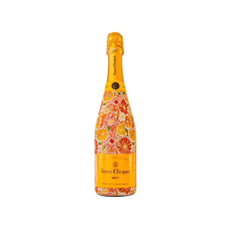Preppy Watercolor Oranges Regular Veuve Clicquot Bottle Wrap SINGLE