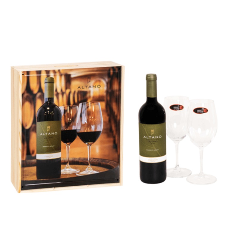Altano Douro Organic Red x2 Glasses in Wooden Box 75cl