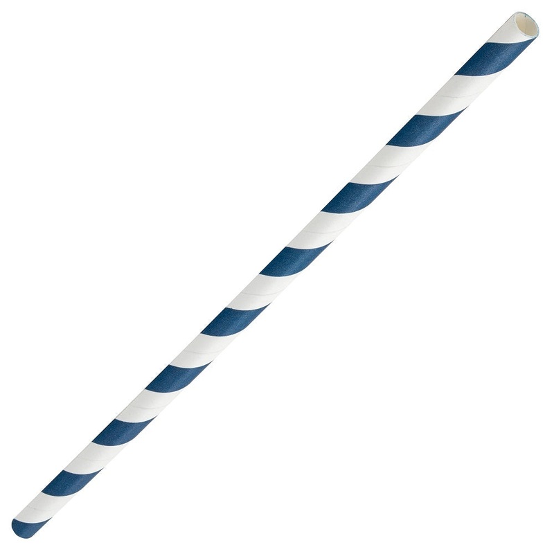 Biodegradable Blue & White Paper Straws - 250 Pack