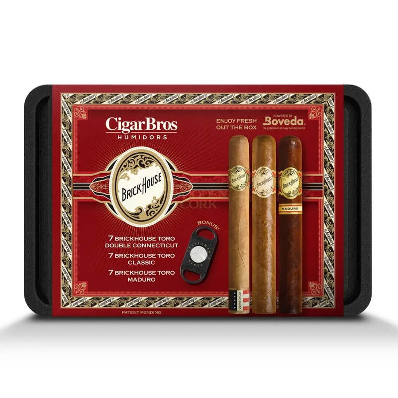 Brick House Premium Cigars Set + Personal Humidor by CigarBros 5x Double Connecticut