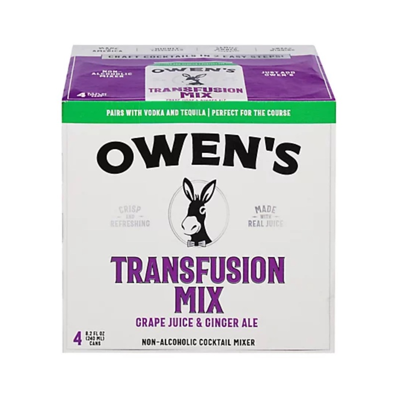 Owen's Transfusion Cocktail Mixer 4 PACK 8.2 OZ CANS