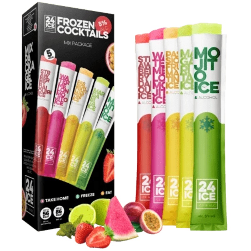 24 Ice Frozen Cocktail Ice Pops 10x65ml