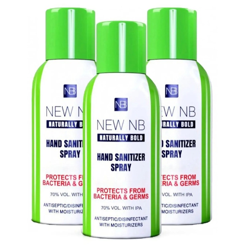 New NB Naturally Bold Hand Sanitiser Spray (70% Alc.) Multipack, 3 x 120 ml