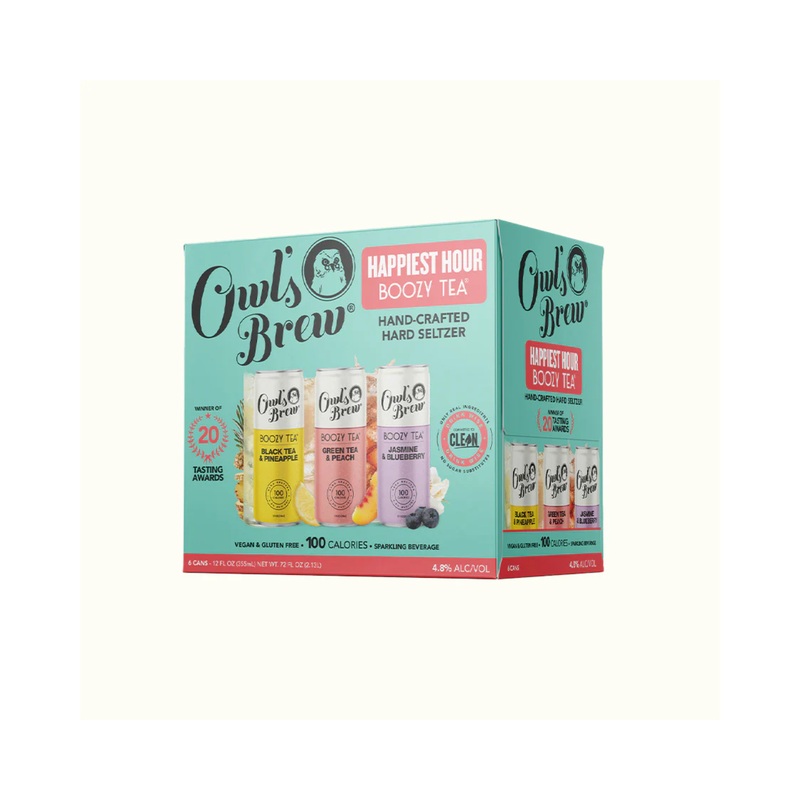 Owl's Brew Boozy Tea "Happiest Hour" Variety Pack 6 PACK 12 OZ CANS
