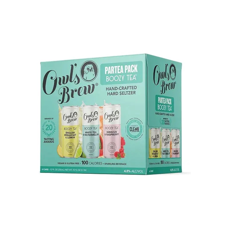Owl's Brew Boozy Tea "The Partea Pack" Variety Pack 6 PACK 12 OZ CANS