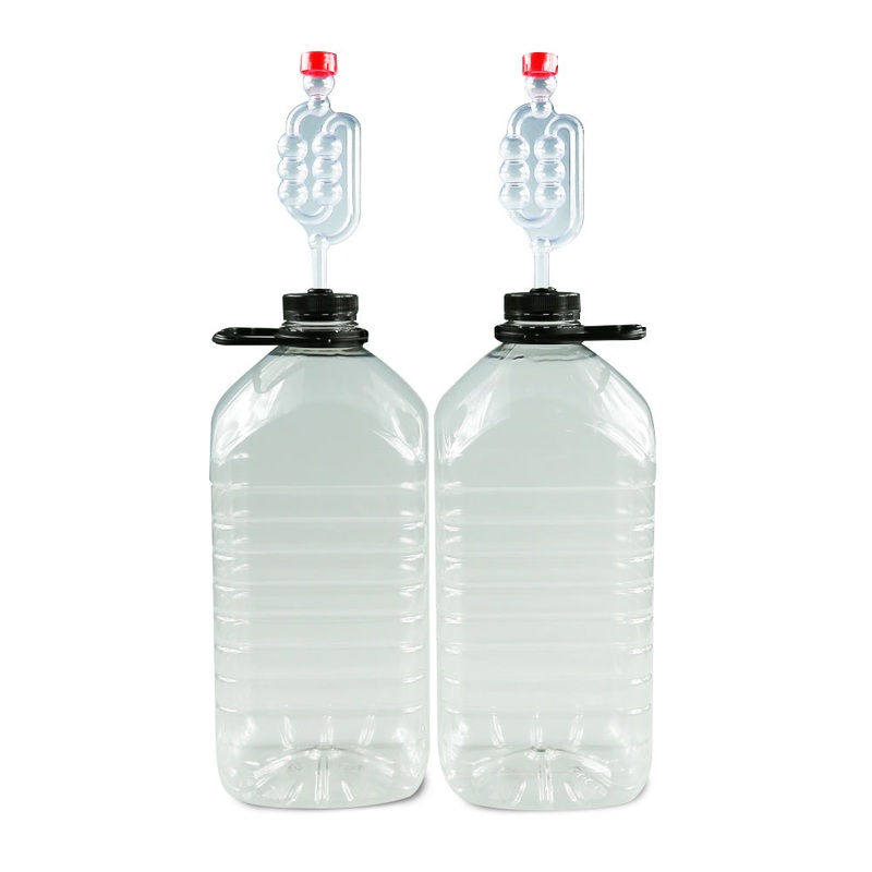 Pair of 5 Litre PET Demi-Johns with Caps, Grommets and Airlocks