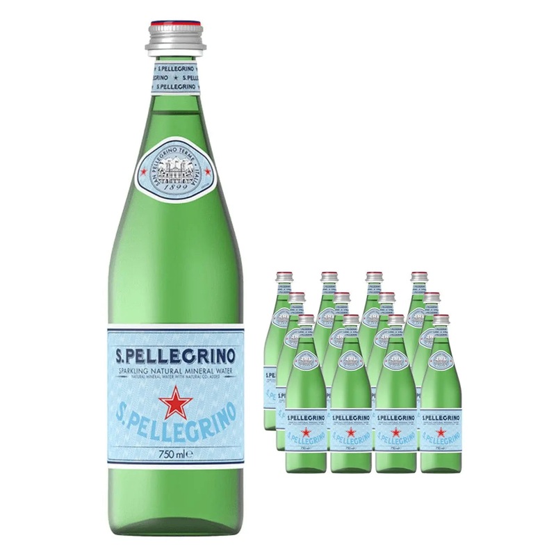 San Pellegrino Sparkling Mineral Water Glass Bottle Multipack, 12 x 75 cl