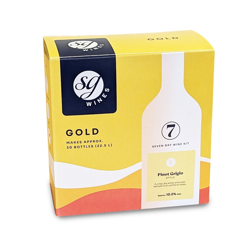 SG Wines Gold 30 Bottle 7 Day White Wine Kit - Pinot Grigio