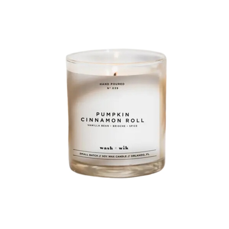 Wash & Wik Pumpkin Cinnamon Roll Candle 12 oz