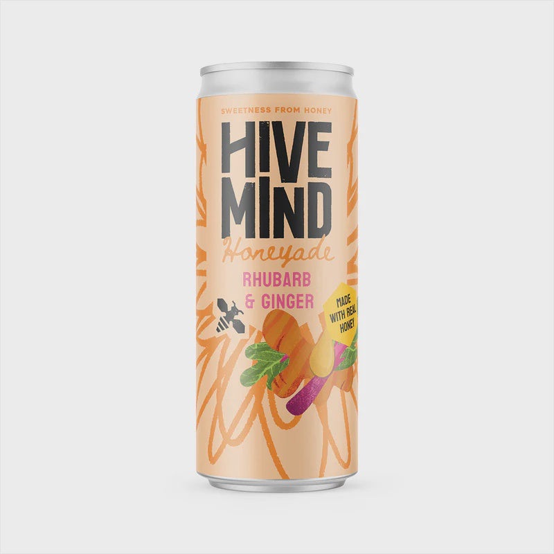 Hive Mind Honeyade Rhubarb & Ginger 0.0% abv 330ml Can