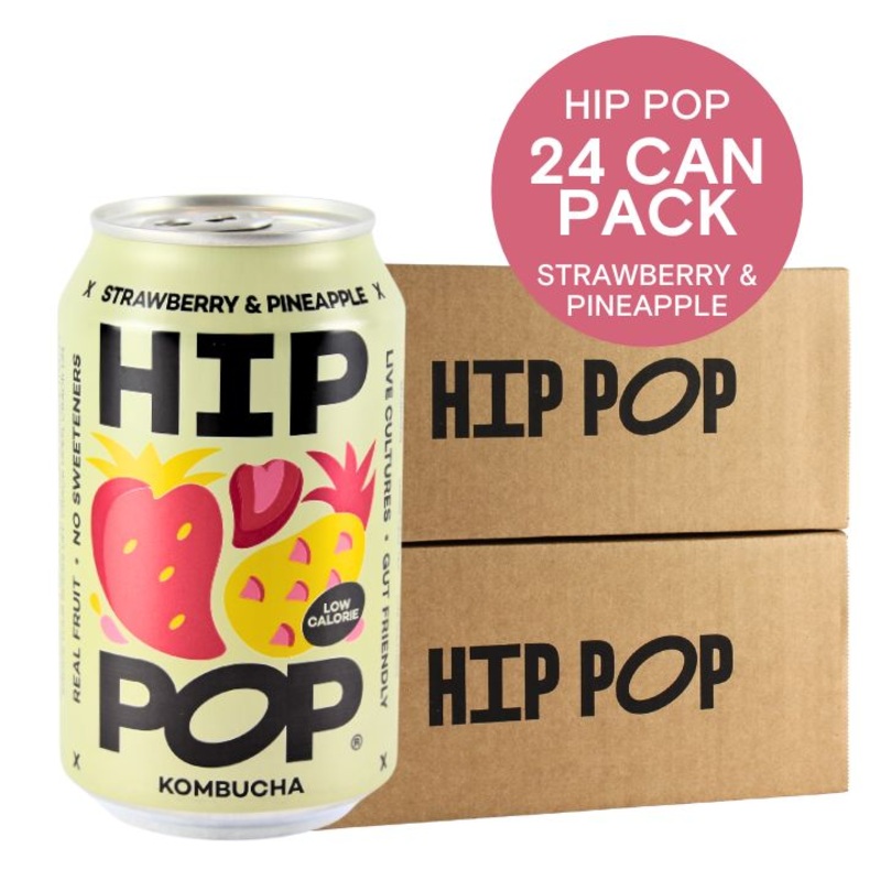Hip Pop Bundle, Strawberry Pineapple Kombucha 24x330ml