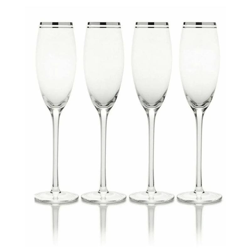 Mikasa Haley Platinum Pack Of 4 Champagne Flute Glasses