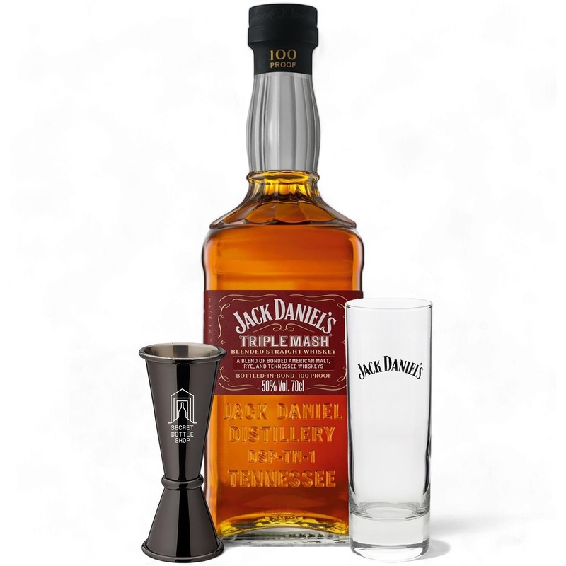 Jack Daniels Triple Mash Whiskey Glass & Jigger Gift Set 70cl