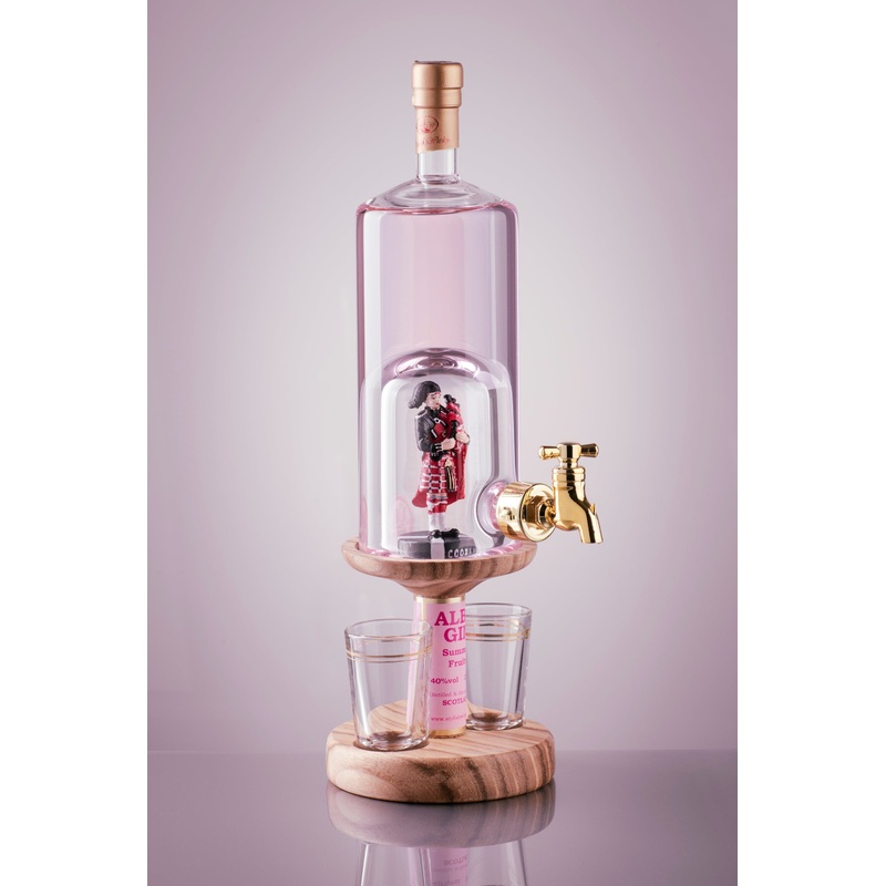 Scottish Bagpiper Refillable Gin Decanter & 2 Glasses 35cl